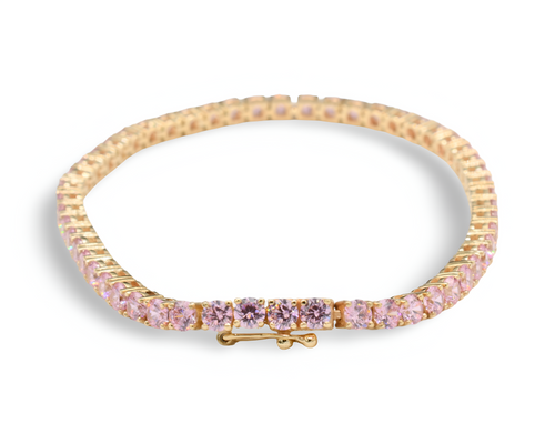 Real Pink Gold Tennis Bracelet ( Oro 10K )