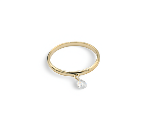 Hanging Mini Drop Ring ( Oro 10K )