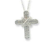 Load image into Gallery viewer, Baguette Cross Necklace ( Plata )