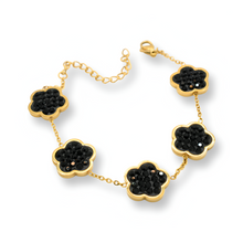 Load image into Gallery viewer, Black Flower Bracelet