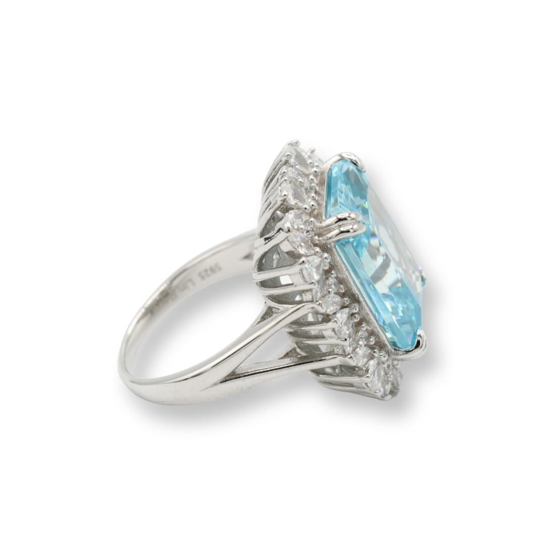Mega Aquamarine Ring / Anillo ( Plata )