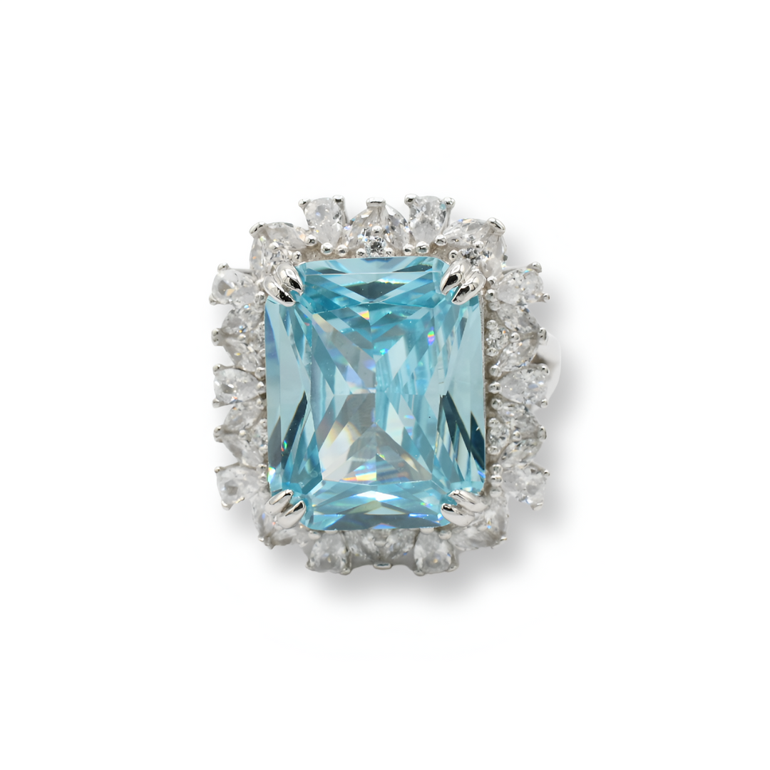 Mega Aquamarine Ring / Anillo ( Plata )