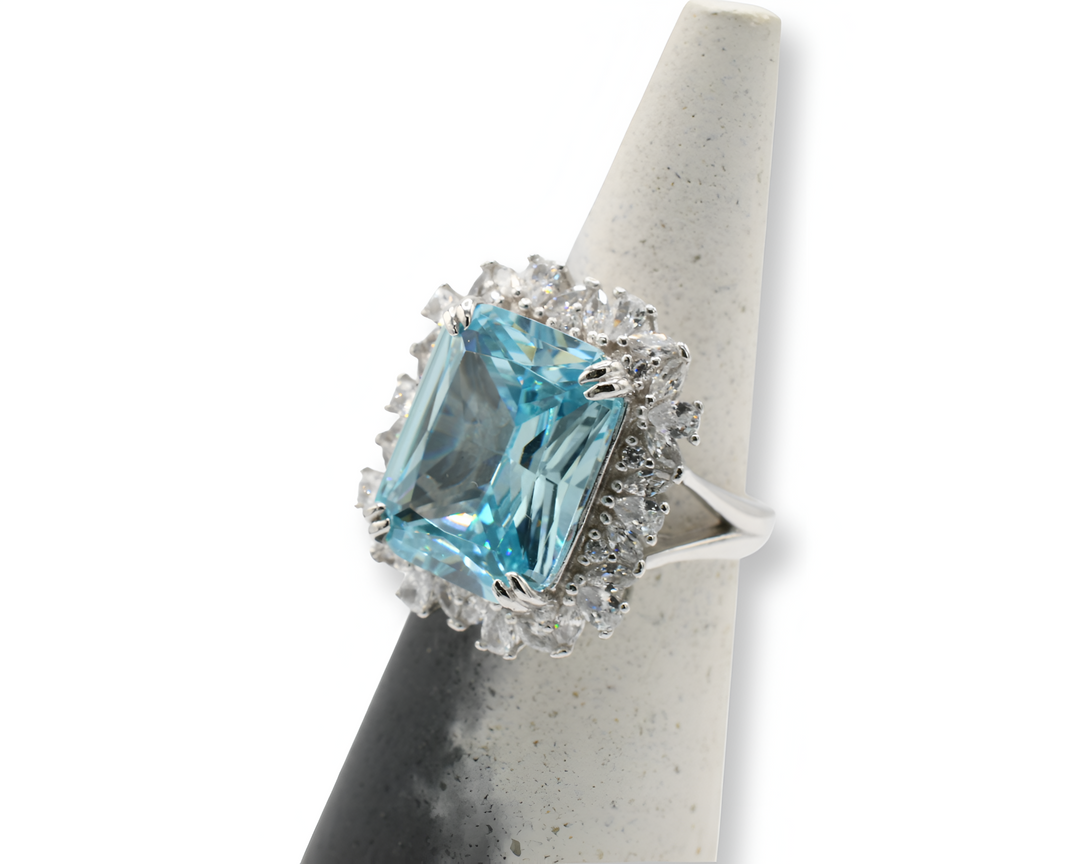 Mega Aquamarine Ring / Anillo ( Plata )