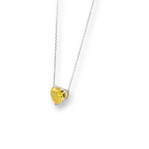 Yellow Silver Heart Necklace ( Plata