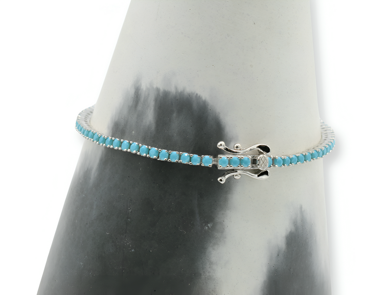 Mini Aqua Tennis Bracelet ( Plata )