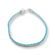 Load image into Gallery viewer, Mini Aqua Tennis Bracelet ( Plata )