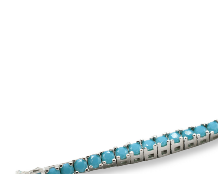 Mini Aqua Tennis Bracelet ( Plata )