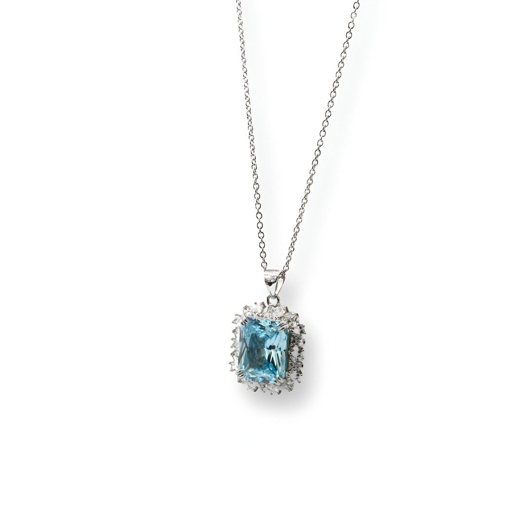 Aquamarine Silver Necklace ( Plata )