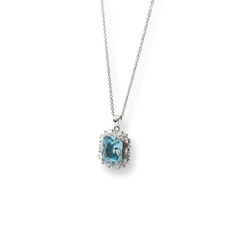 Aquamarine Silver Necklace ( Plata )