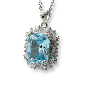 Aquamarine Silver Necklace ( Plata )