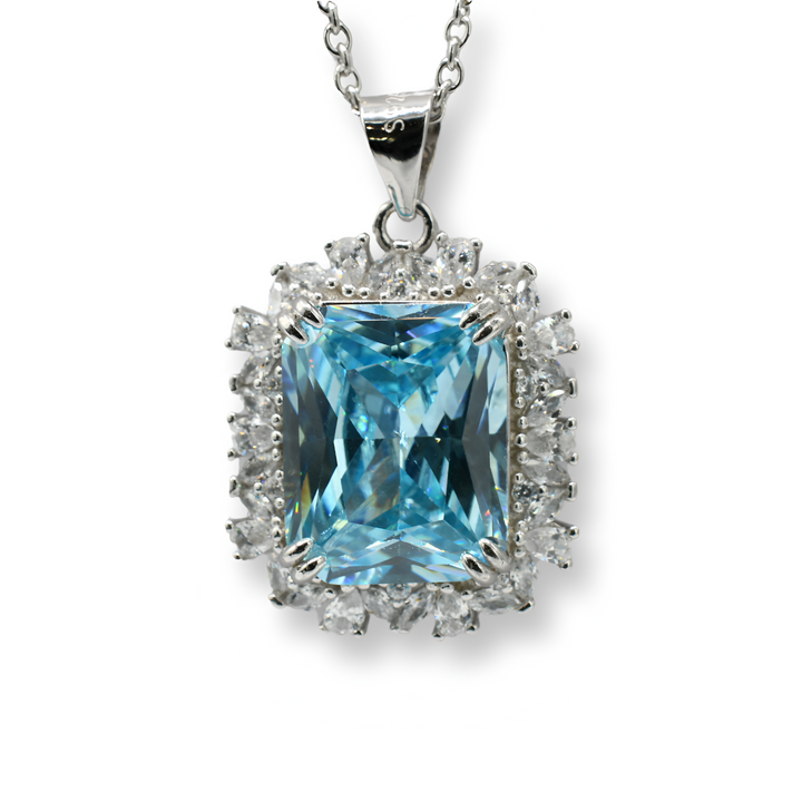 Aquamarine Silver Necklace ( Plata )