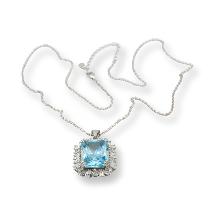 Aquamarine Silver Necklace ( Plata )