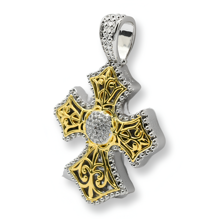 Mega  Two Tone Cross Pendant