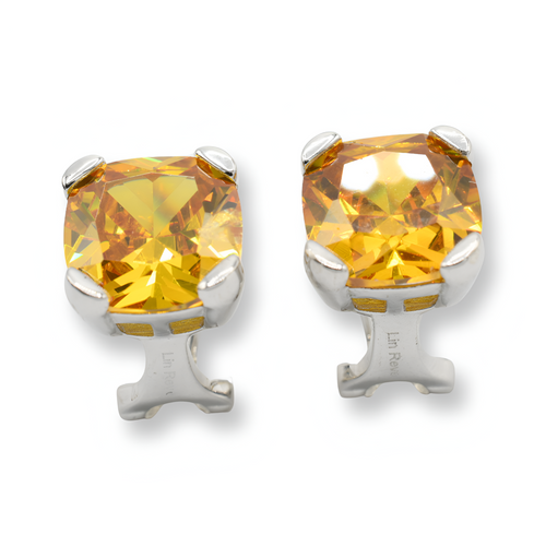 Yellow Square Earrings ( Plata )