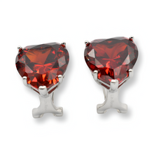 Load image into Gallery viewer, Red Heart Earrings ( Plata )