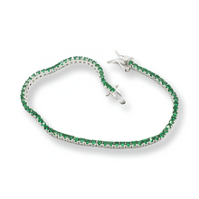 Load image into Gallery viewer, Mini Green Tennis Bracelet ( Plata )