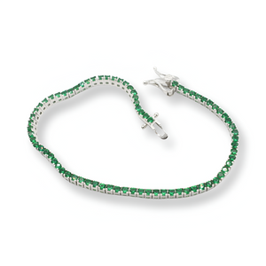 Mini Green Tennis Bracelet ( Plata )