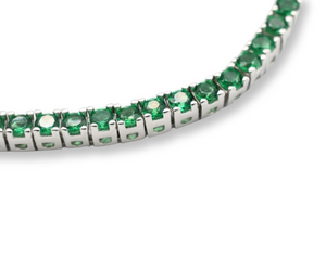 Mini Green Tennis Bracelet ( Plata )