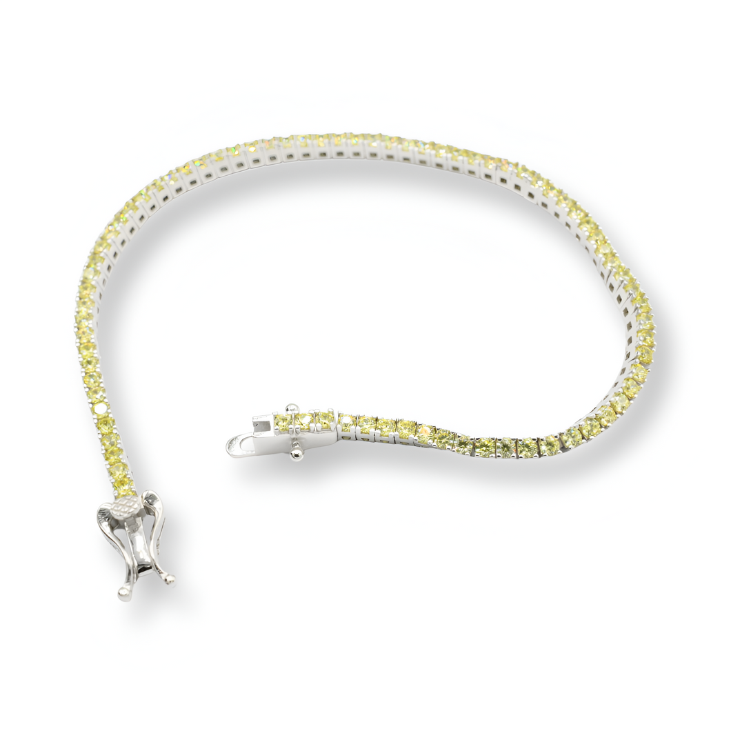 Mini Yellow Tennis Bracelet ( Plata )
