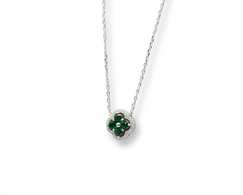 Little Green Flower Necklace ( Plata )