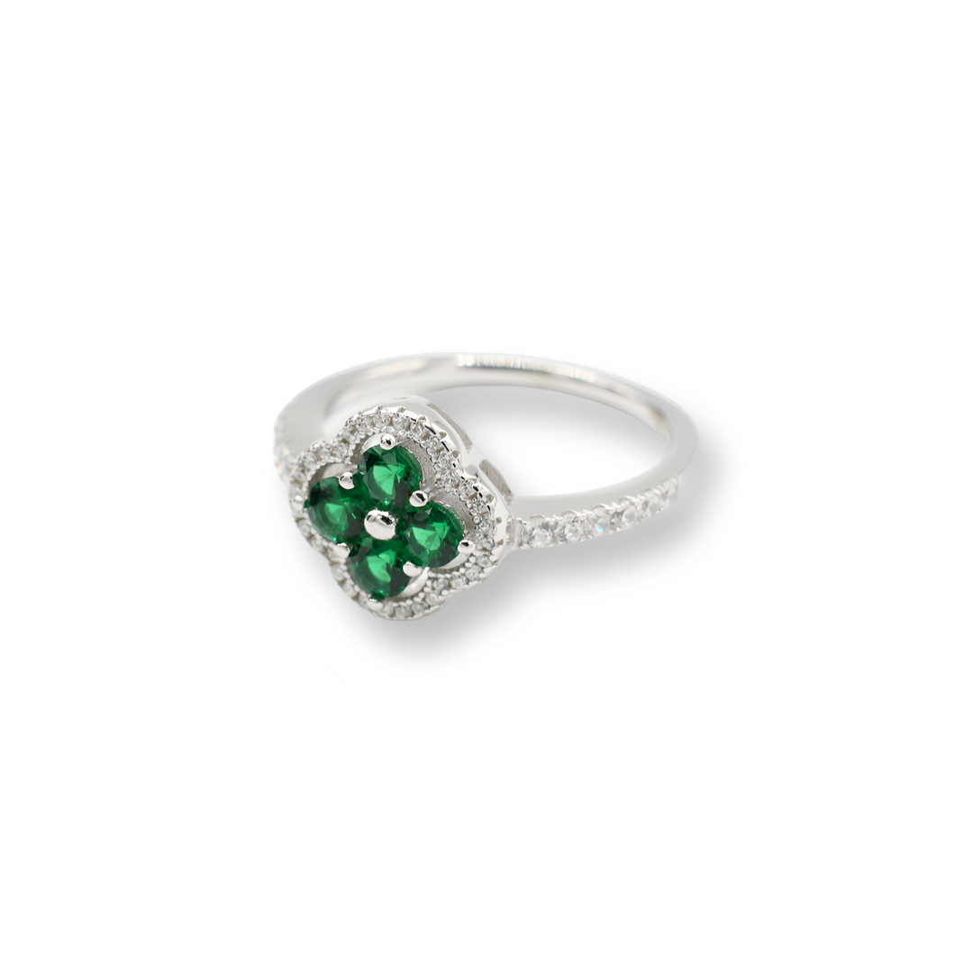 Little Green Flower Ring / Anillo ( Plata )
