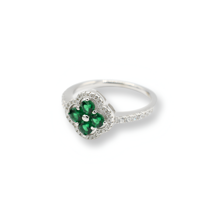 Little Green Flower Ring / Anillo ( Plata )