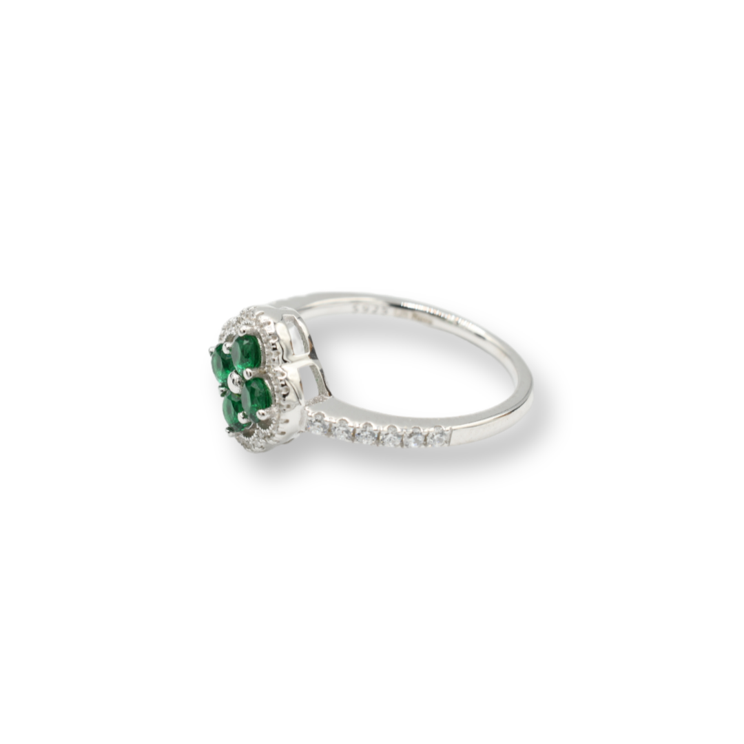 Little Green Flower Ring / Anillo ( Plata )