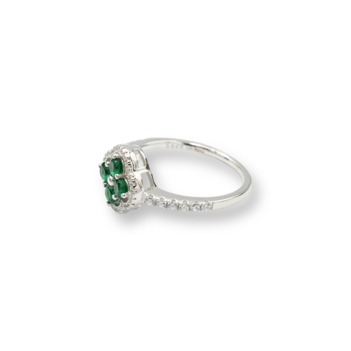 Little Green Flower Ring / Anillo ( Plata )
