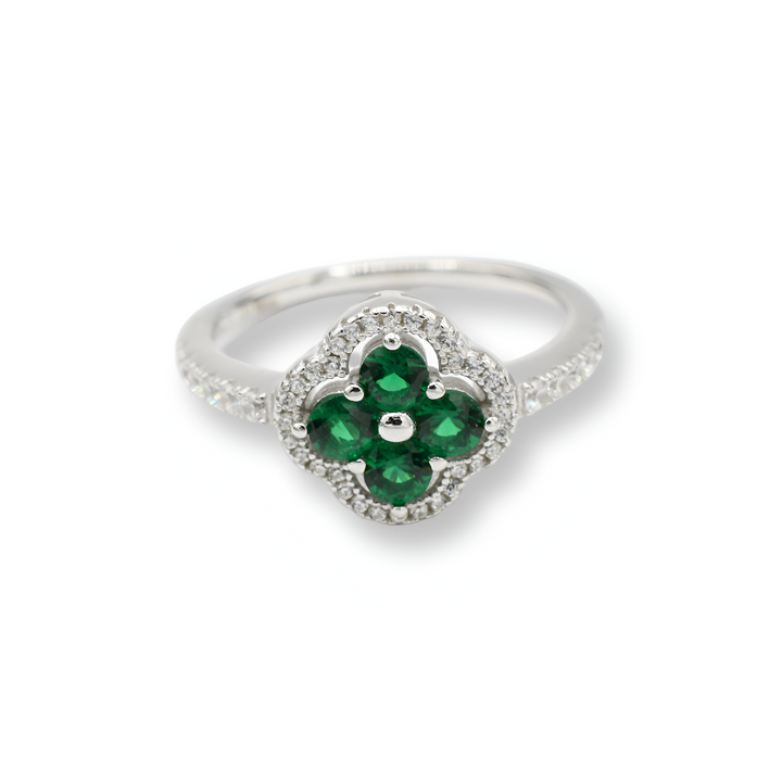 Little Green Flower Ring / Anillo ( Plata )
