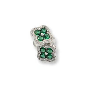 Little Green Flower Earrings ( Plata )