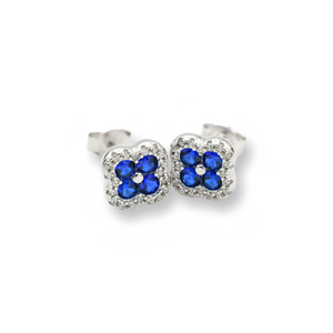 Little Blue Flower Earrings ( Plata )