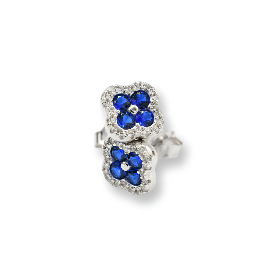 Little Blue Flower Earrings ( Plata )
