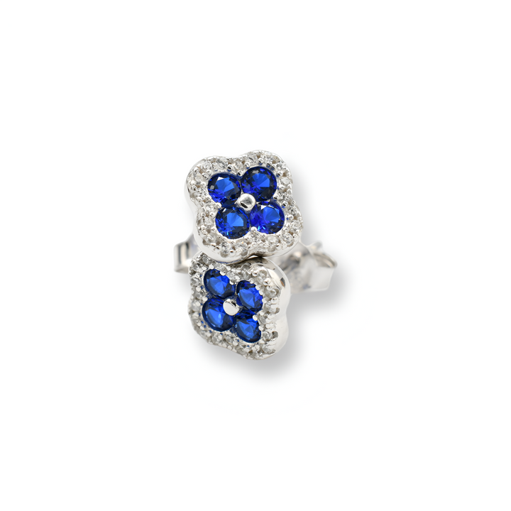 Little Blue Flower Earrings ( Plata )