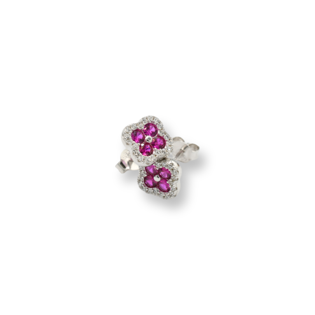 Little Fuchsia Flower Earrings ( Plata )