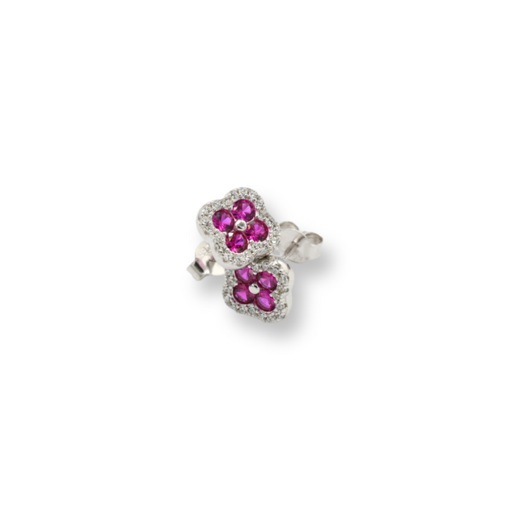 Little Fuchsia Flower Earrings ( Plata )