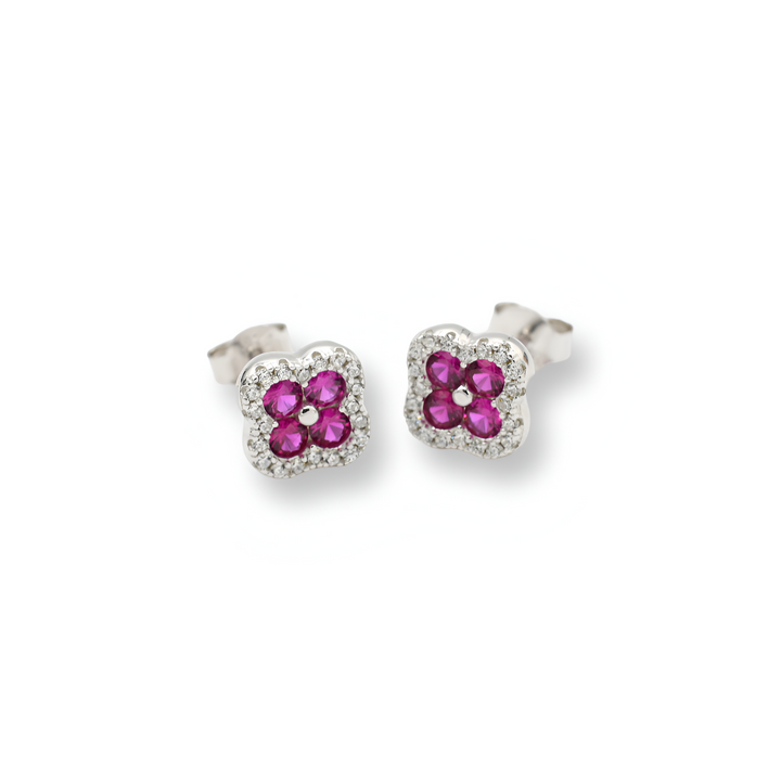 Little Fuchsia Flower Earrings ( Plata )