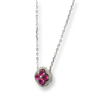 Load image into Gallery viewer, Little Fuchsia Flower Necklace ( Plata )