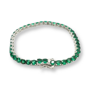 Tennis Green Bracelet ( Plata )