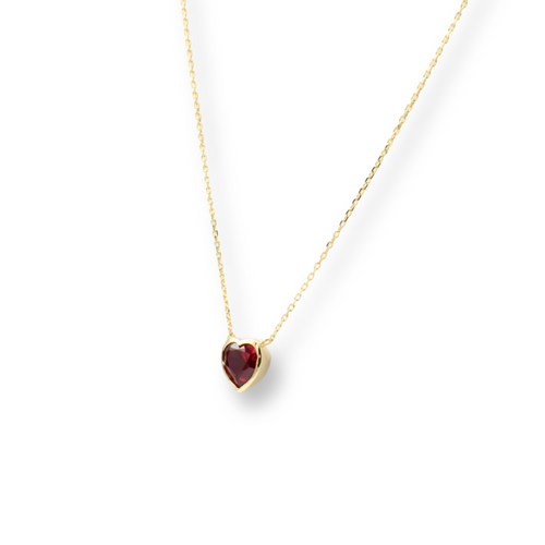 Mini Red Heart Necklace ( Oro 10k )