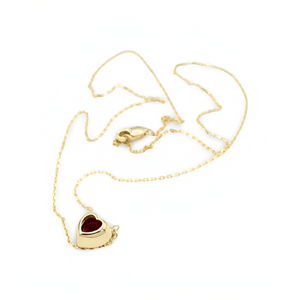 Mini Red Heart Necklace ( Oro 10k )