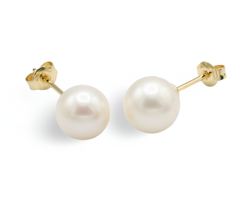 Real Pearl Stud Earrings ( Oro 10K )