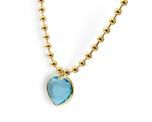 Aquamarine  Ball Chain Necklace