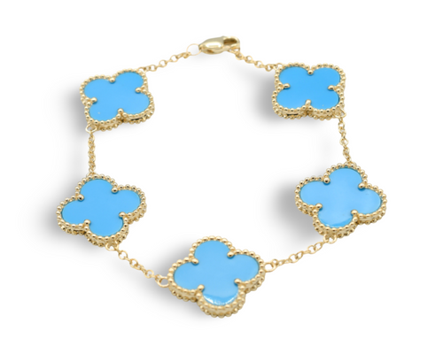 Lucky Turquoise Charm Bracelet Oro 10K