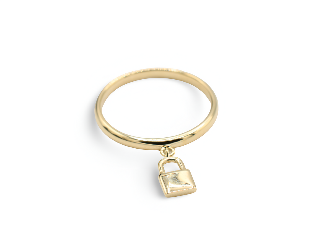 Hanging Mini Lock Ring ( Oro 10K )