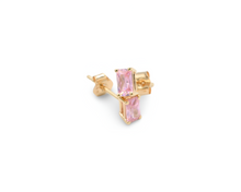 Load image into Gallery viewer, Rectangle Pink Stud Earrings Oro 10K