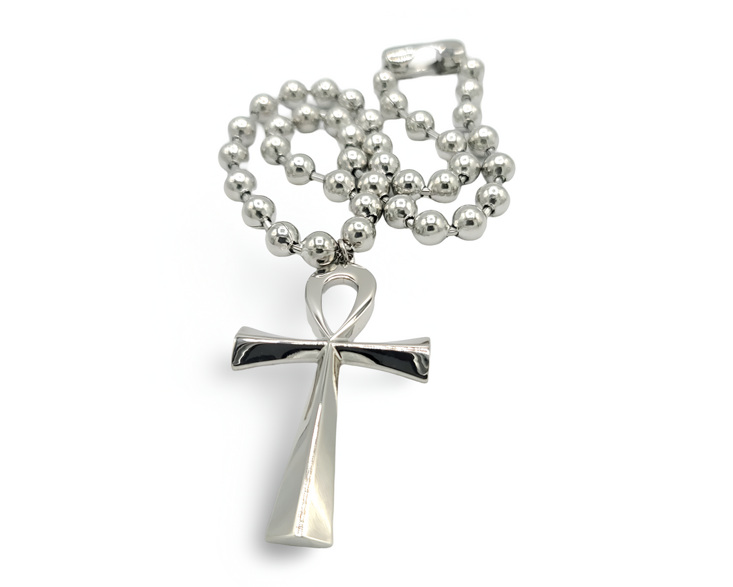 Silver Ankh Cross Necklace