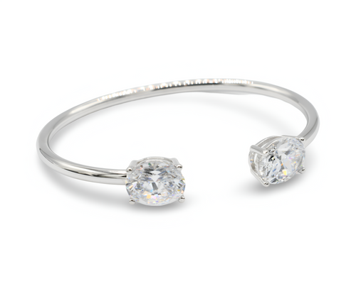 Clear Stone Bangle Plata