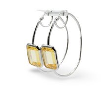 Load image into Gallery viewer, Yellow Stone Hoops Plata