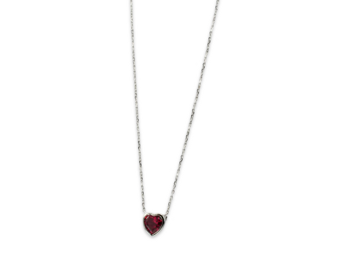 Mini Red Heart Necklace Plata 925
