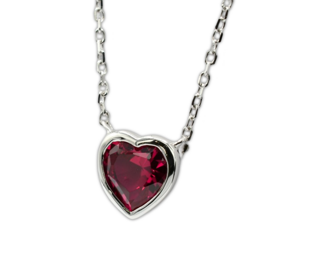 Mini Red Heart Necklace Plata 925